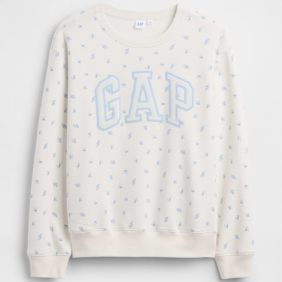Sudadera GAP White blue floral extendida, vista frontal #color_GAP White blue floral