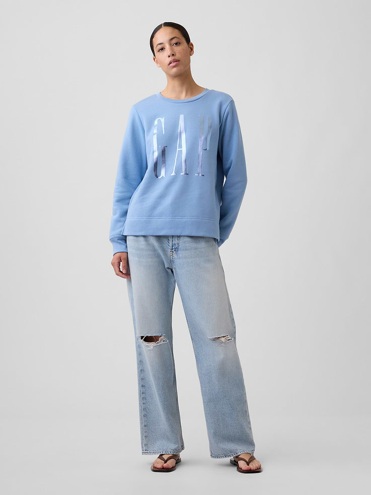 Sudadera GAP de mujer Relaxed Logo Blue Suede, vista 3 #color_GAP Blue Suede