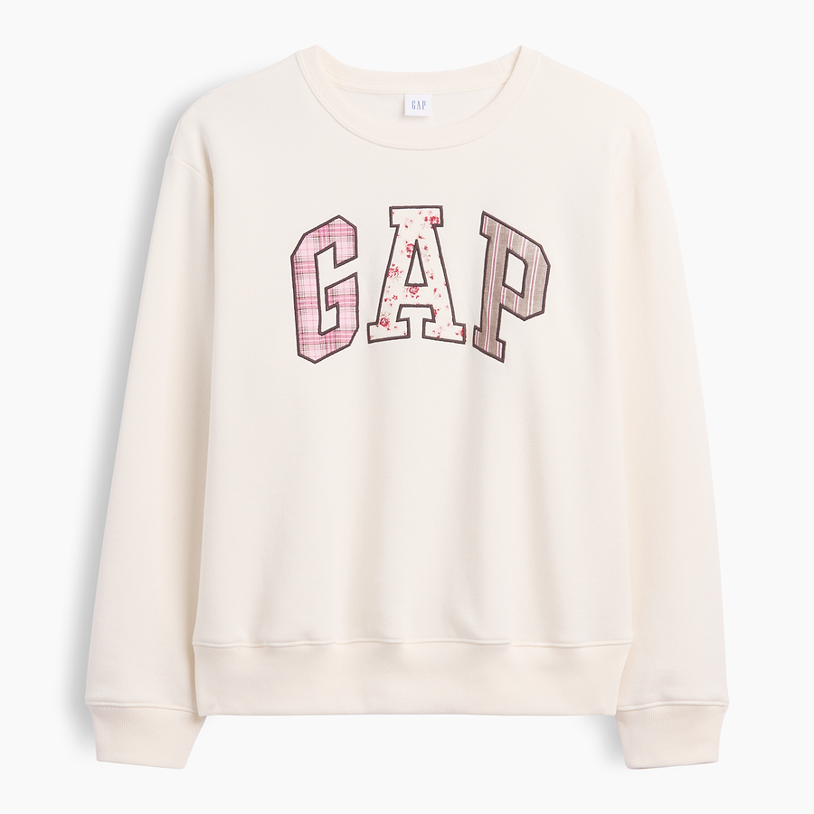 Sudadera GAP Ivory cream frost extendida, vista frontal #color_GAP Ivory cream frost