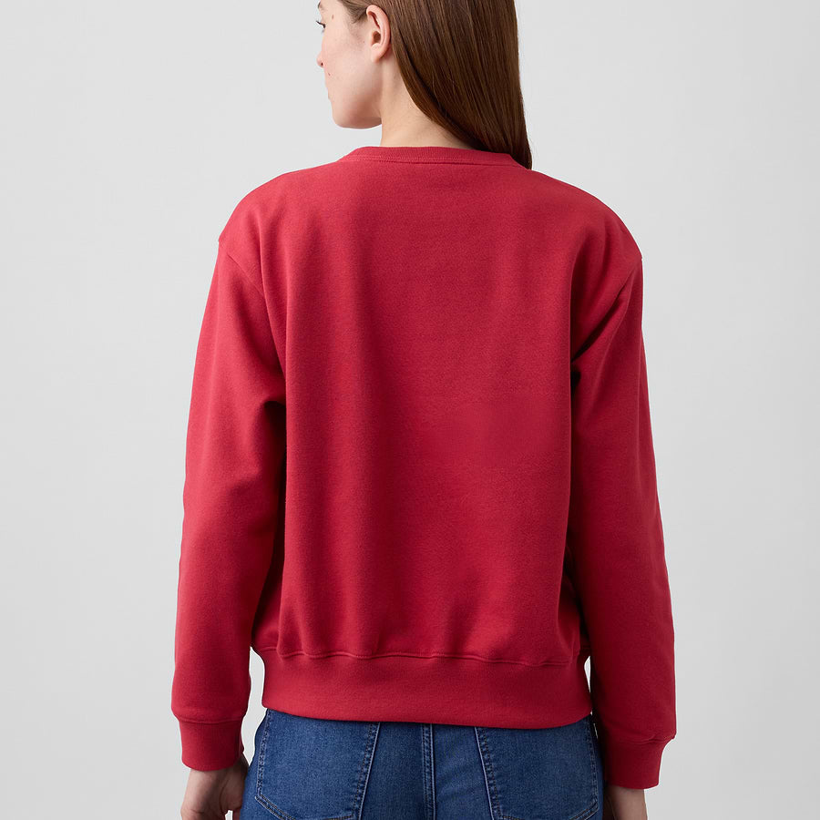 Vista posterior de la sudadera GAP Red floral print en modelo #color_GAP Red floral print