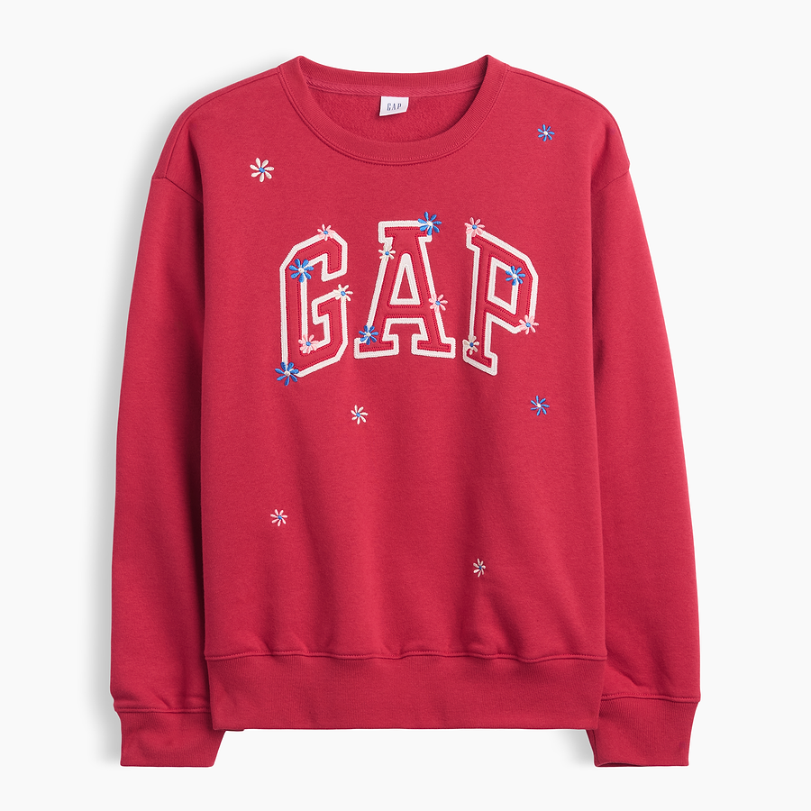 Sudadera GAP Red floral print extendida, vista frontal #color_GAP Red floral print