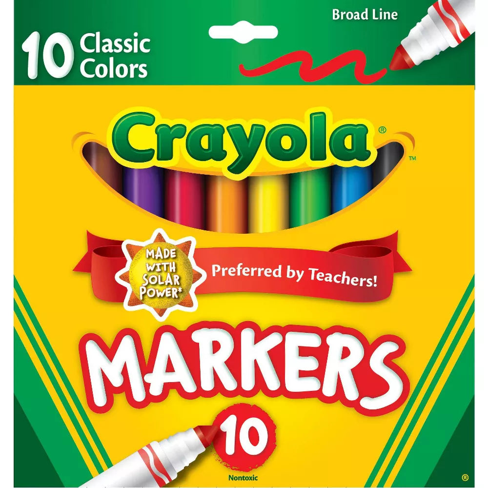 Plumones Crayola de punta gruesa con 10 colores clásicos