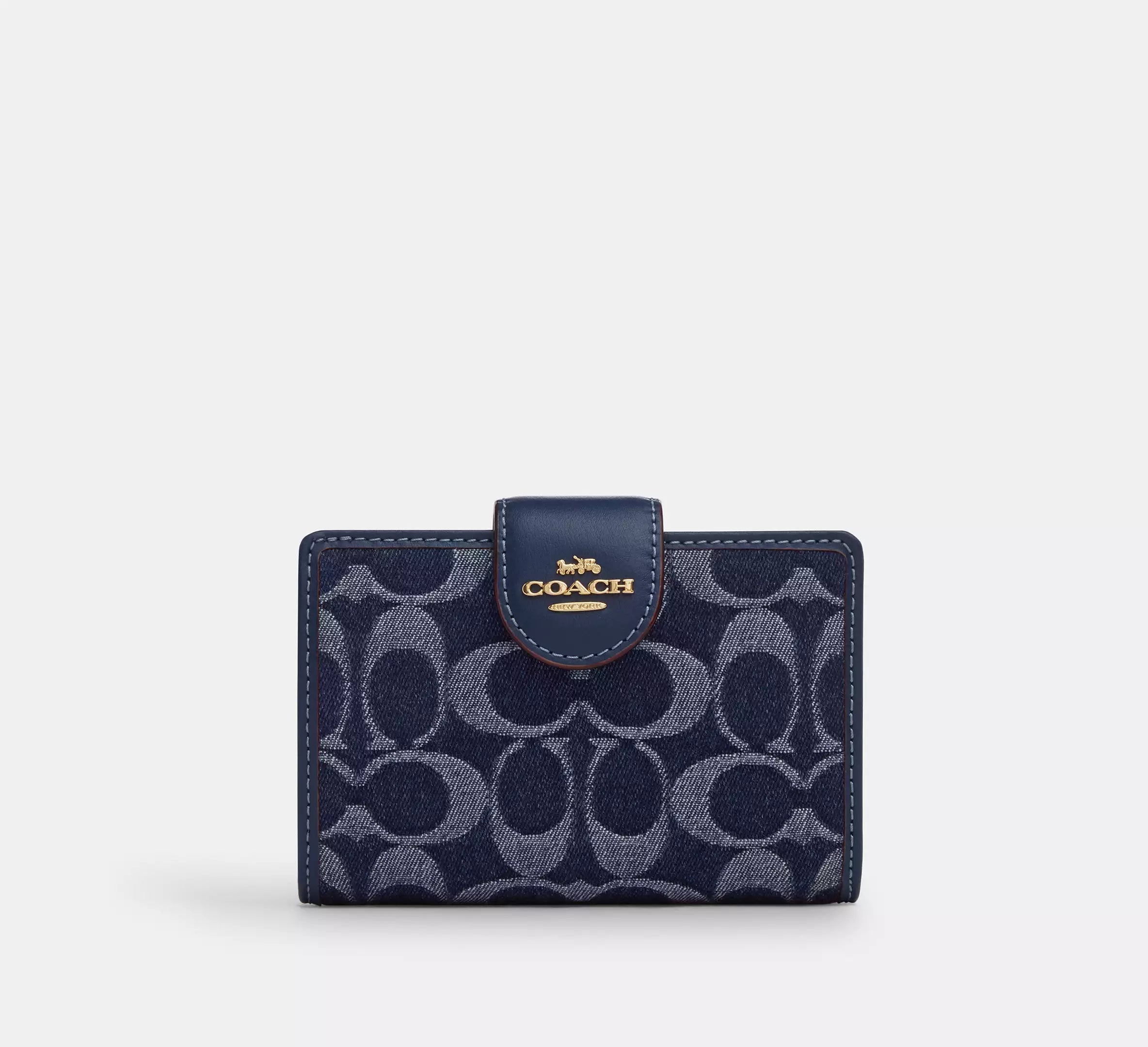 Medium Corner Zip Wallet In Signature Denim