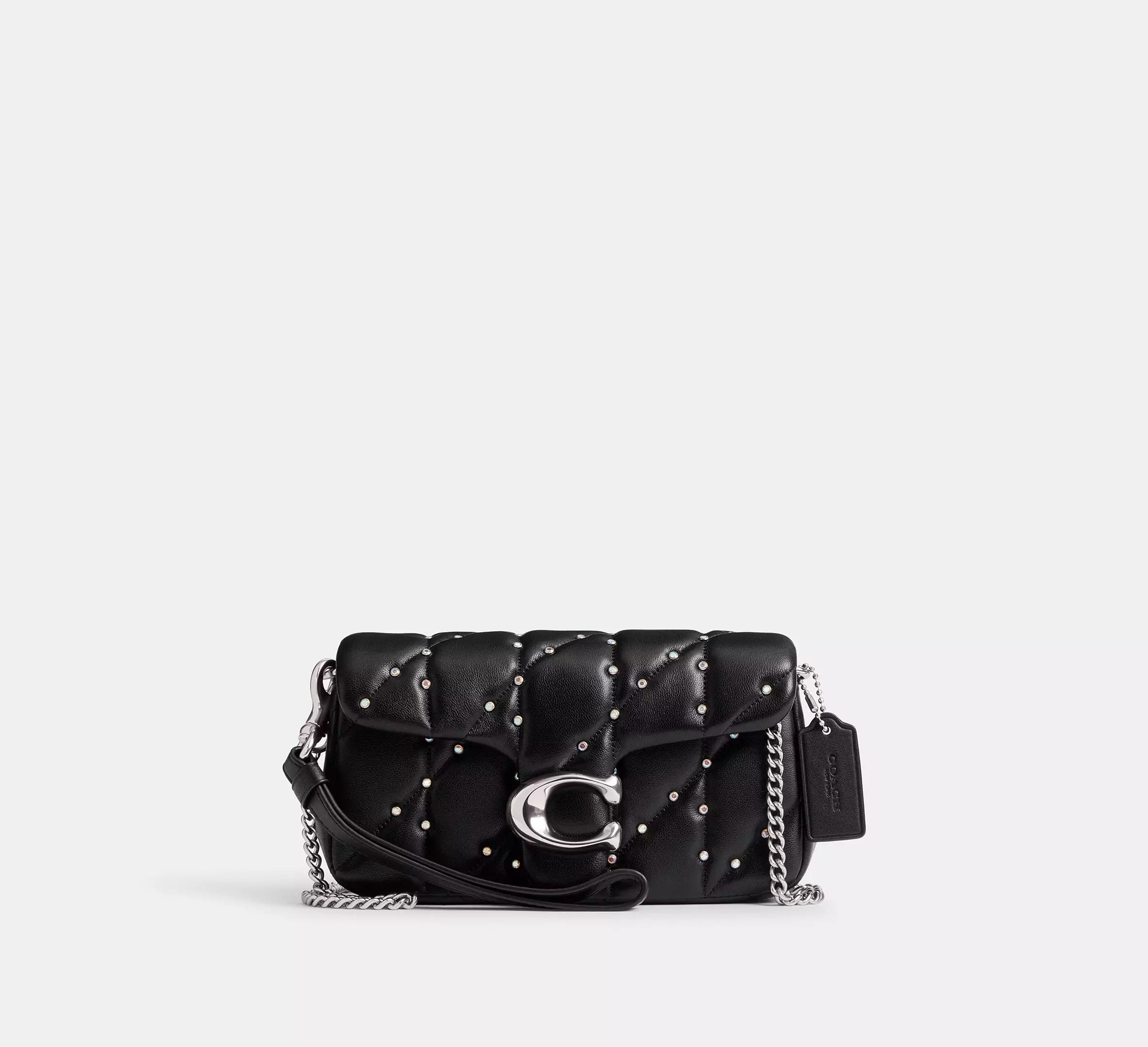 Tabby Crossbody Wristlet With Pillow Quilting And Crystal Rivets