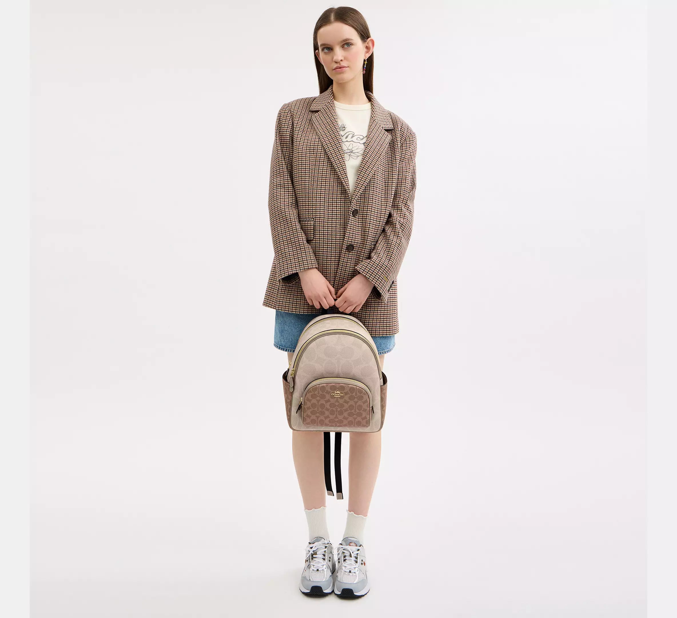 Court Backpack In Blocked Signature Canvas