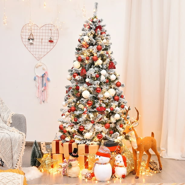 Árbol de Navidad Premium Snow 9" ft pies (2.74 metros) Preiluminado