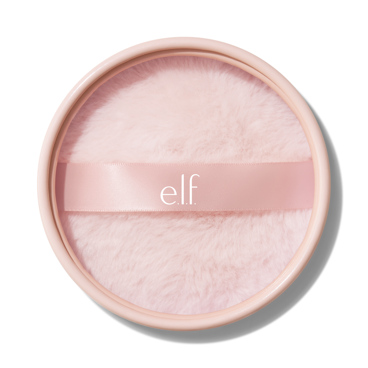 Vista superior de borla rosa e.l.f. Halo Glow Glimmer Cloud con cinta de agarre