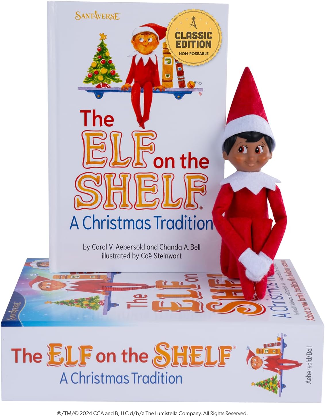 Set The Elf on the Shelf niño - ojos cafés con cuento ilustrado y caja navideña