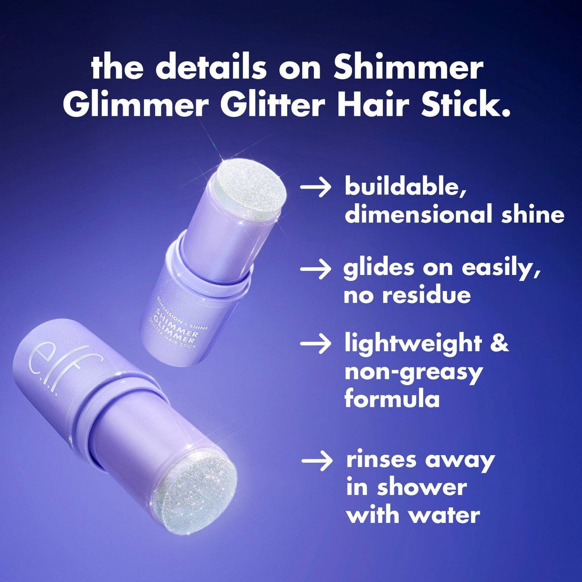 Brillo para cabello e.l.f. Shimmer Glimmer Hair Stick de aplicación ligera