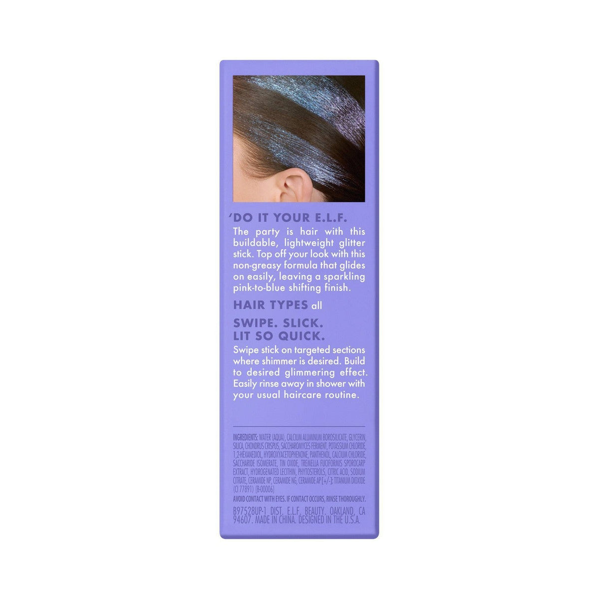e.l.f. Shimmer Glimmer Hair Stick de glitter capilar fácil de enjuagar
