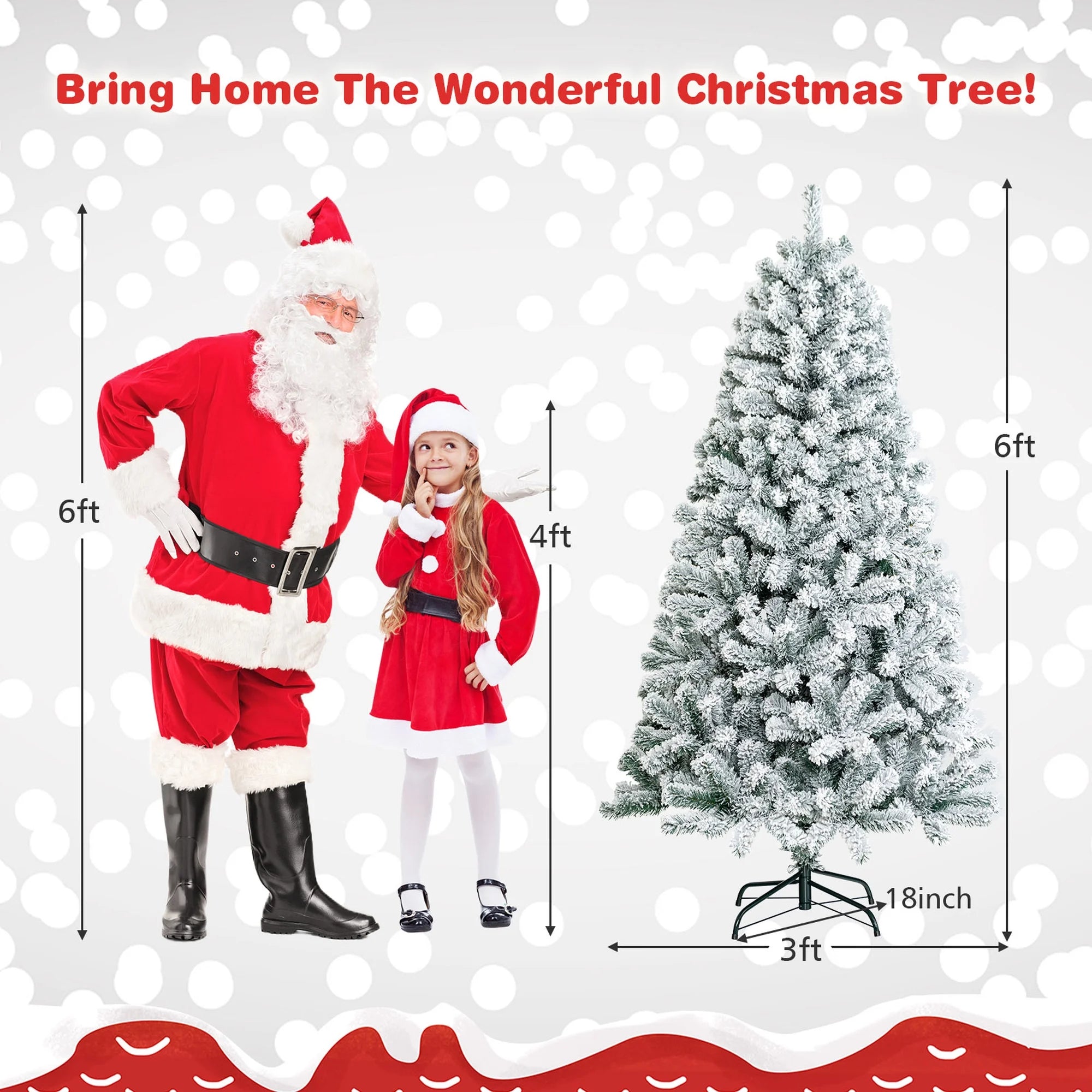 Árbol de Navidad artificial Decorado con Nieve y Bisagras de metal sin Iluminación