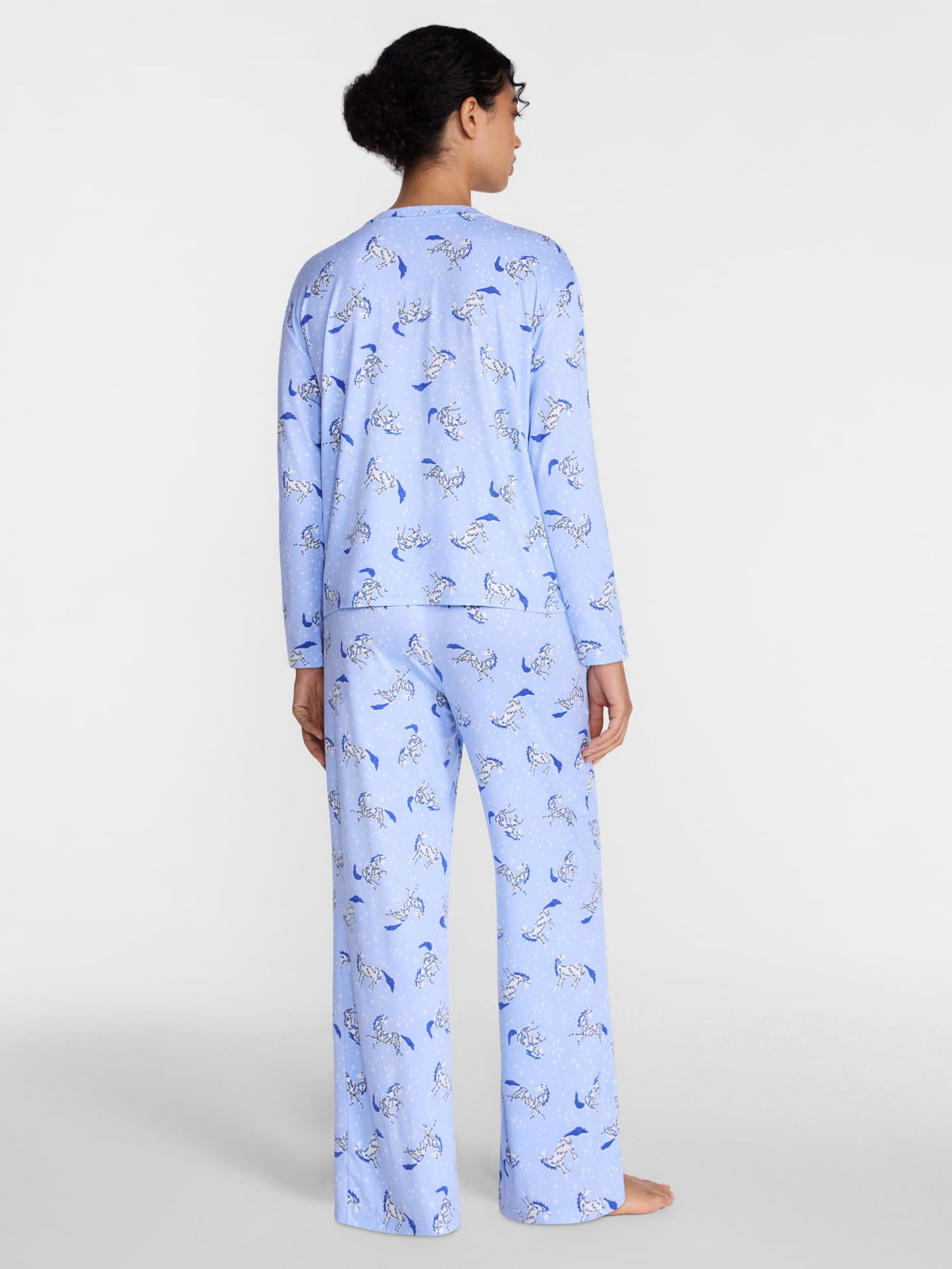 Joyspun Dreamy Soft Collection para mujer, JOS Polished Blue Horse, otra perspectiva del conjunto de descanso #color_JOS Polished Blue Horse
