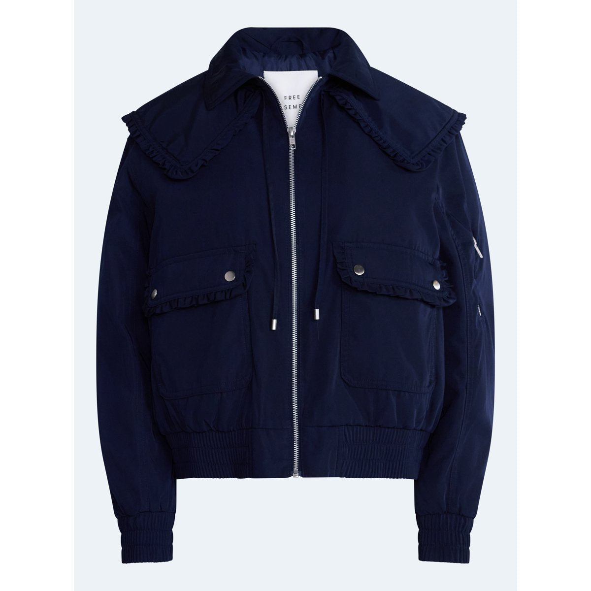 Free Assembly Ruffle Collar Bomber Jacket Darkest Navy vista 7 #color_FA Darkest Navy