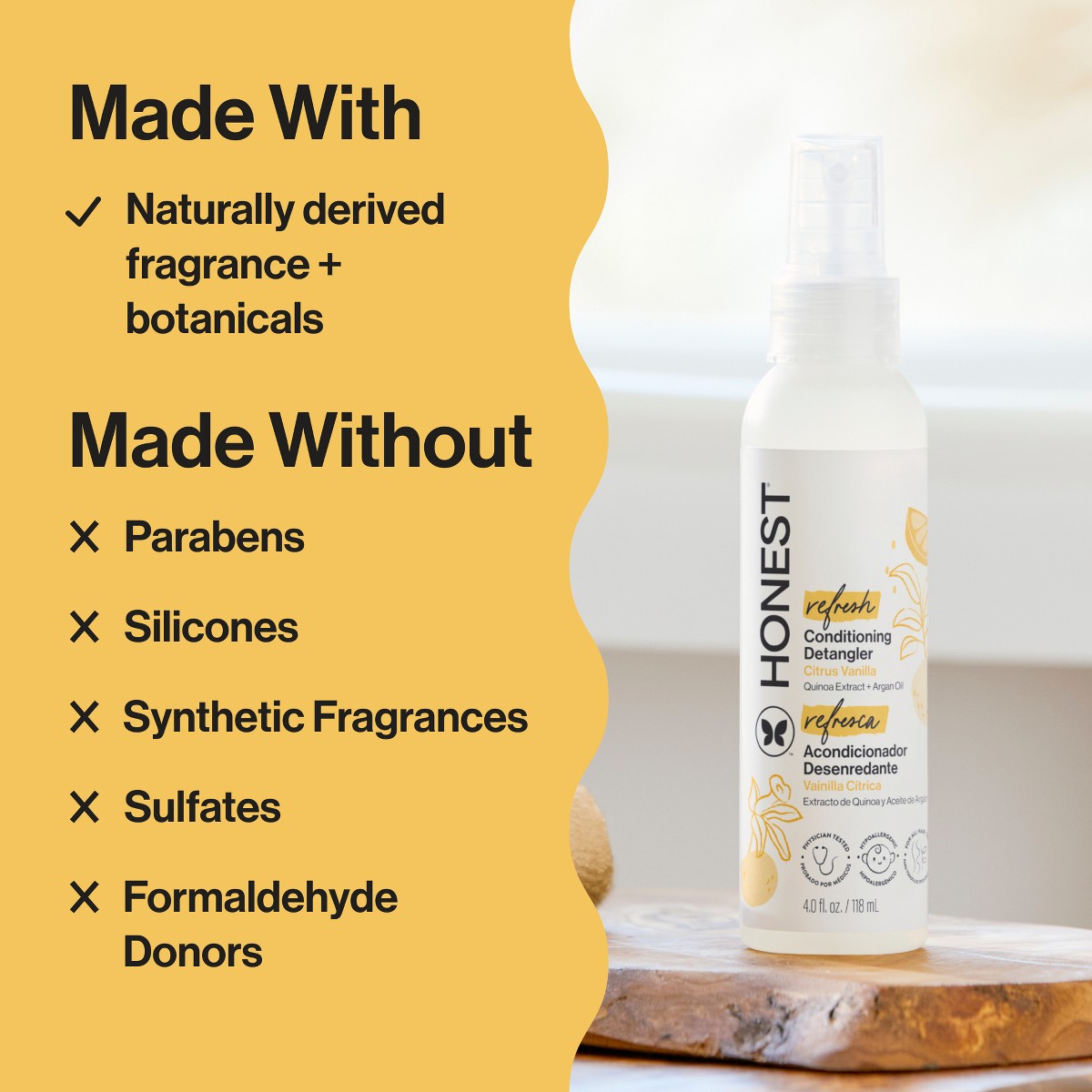 The Honest Company Refresh Conditioning Detangler Citrus Vanilla beneficios