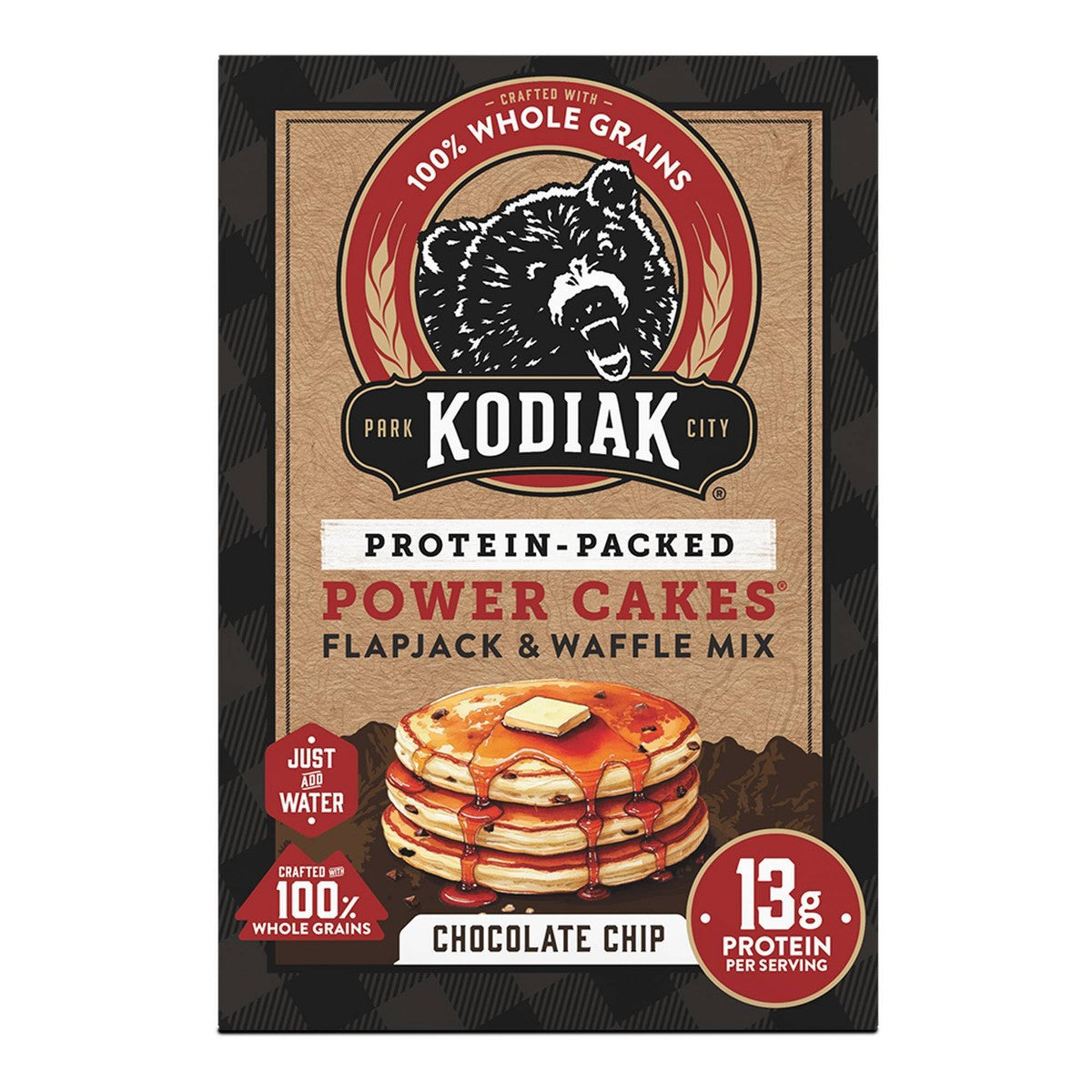 Kodiak Power Cakes Chocolate Chip - 18 oz vista frontal #sabor_Chocolate Chip - 18 oz