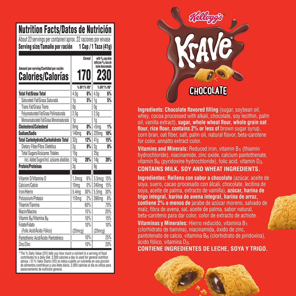 Kellogg's Krave Chocolate cereal 32 oz imagen del producto #tamaño_32 oz / 907 g