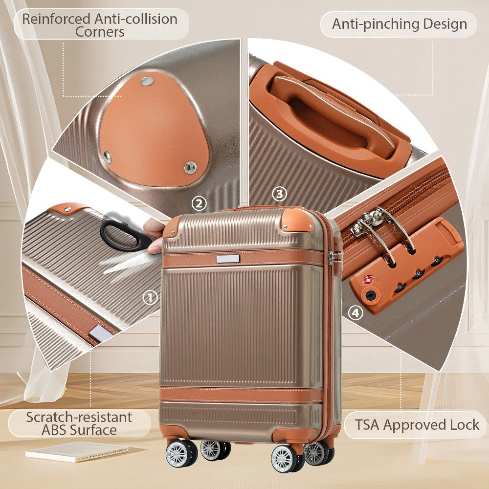 Set de maletas ModernLuxe tono cobre con ruedas giratorias y candado de seguridad TSA #color_ML Coppery