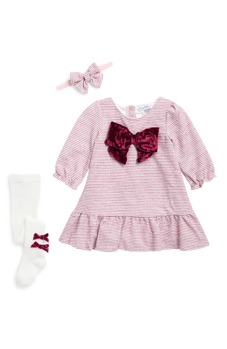 Nicole Miller Bow Dress, Tights & Headband Set, conjunto de ropa para bebé en color Purple Potion, fotografía oficial del producto