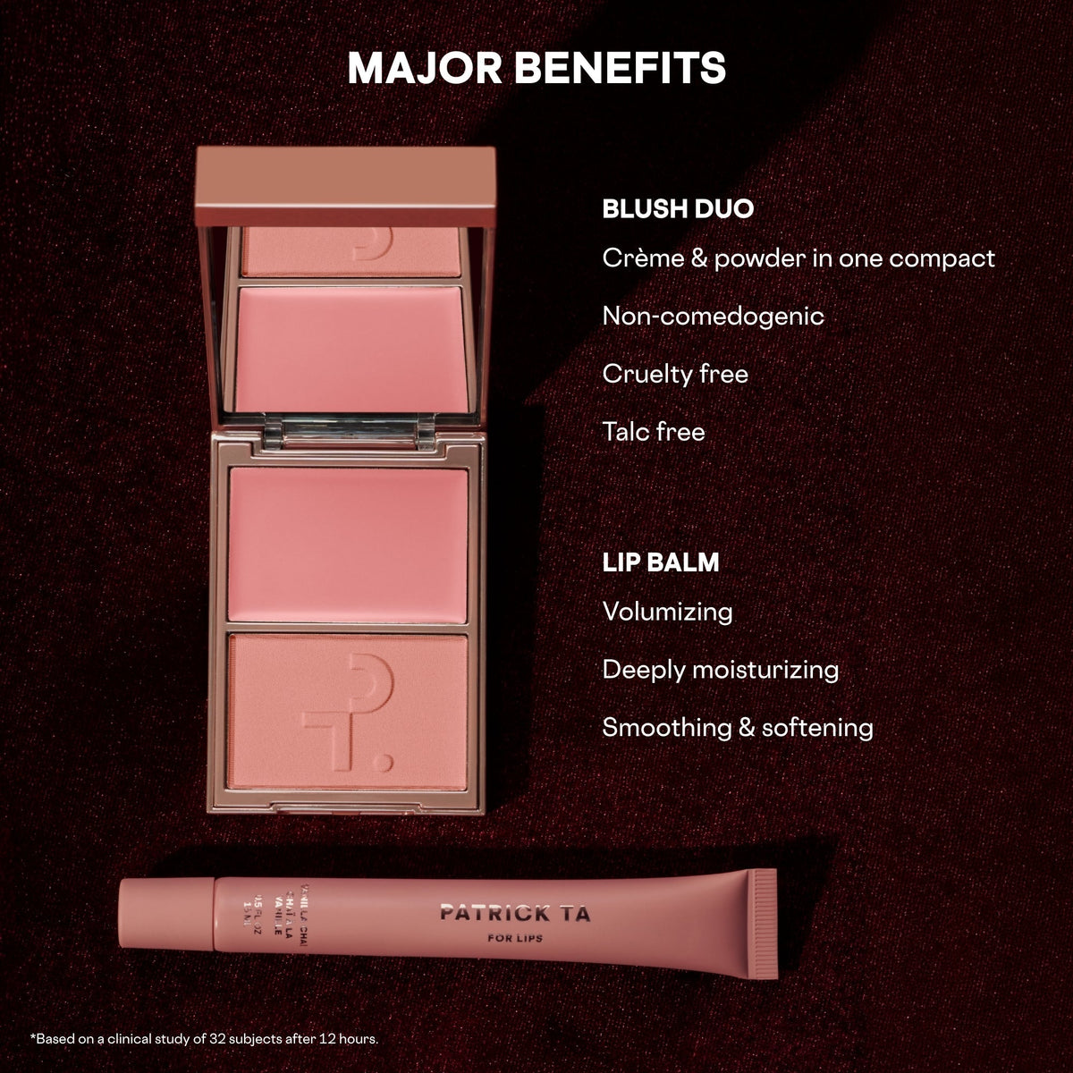 PATRICK TA Vanilla Chai beneficios del blush duo y lip balm #color_PT Vanilla Chai