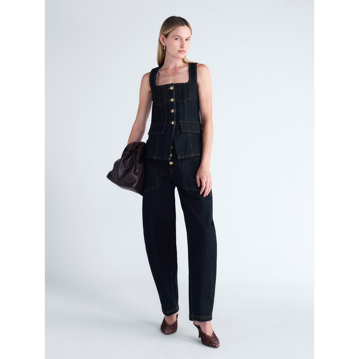 Top corset Scoop Eam Wash con escote cuadrado y frente de botones #color_SCOOP Eam Wash