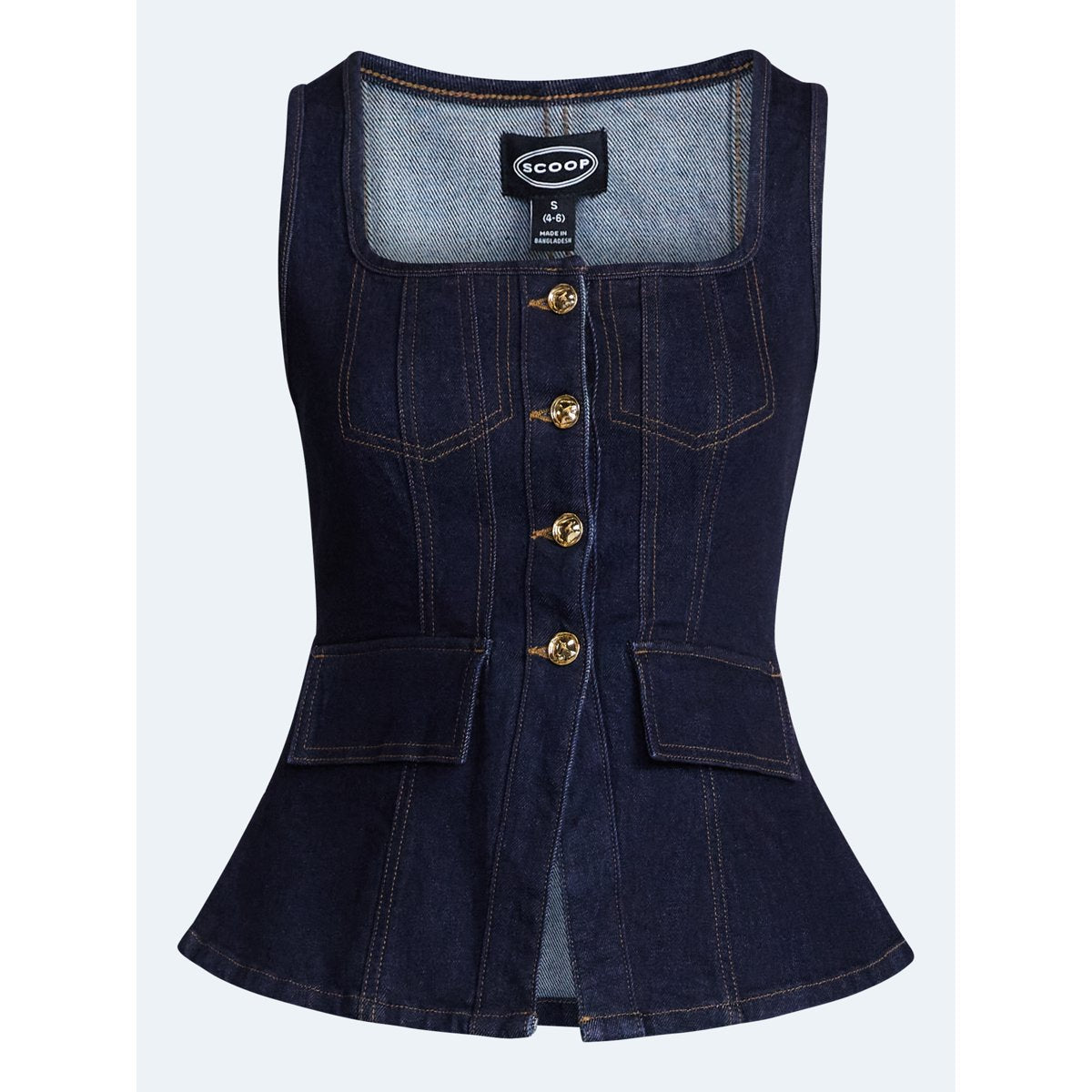 Scoop Denim Corset Top Eam Wash 98% algodón con spandex #color_SCOOP Eam Wash
