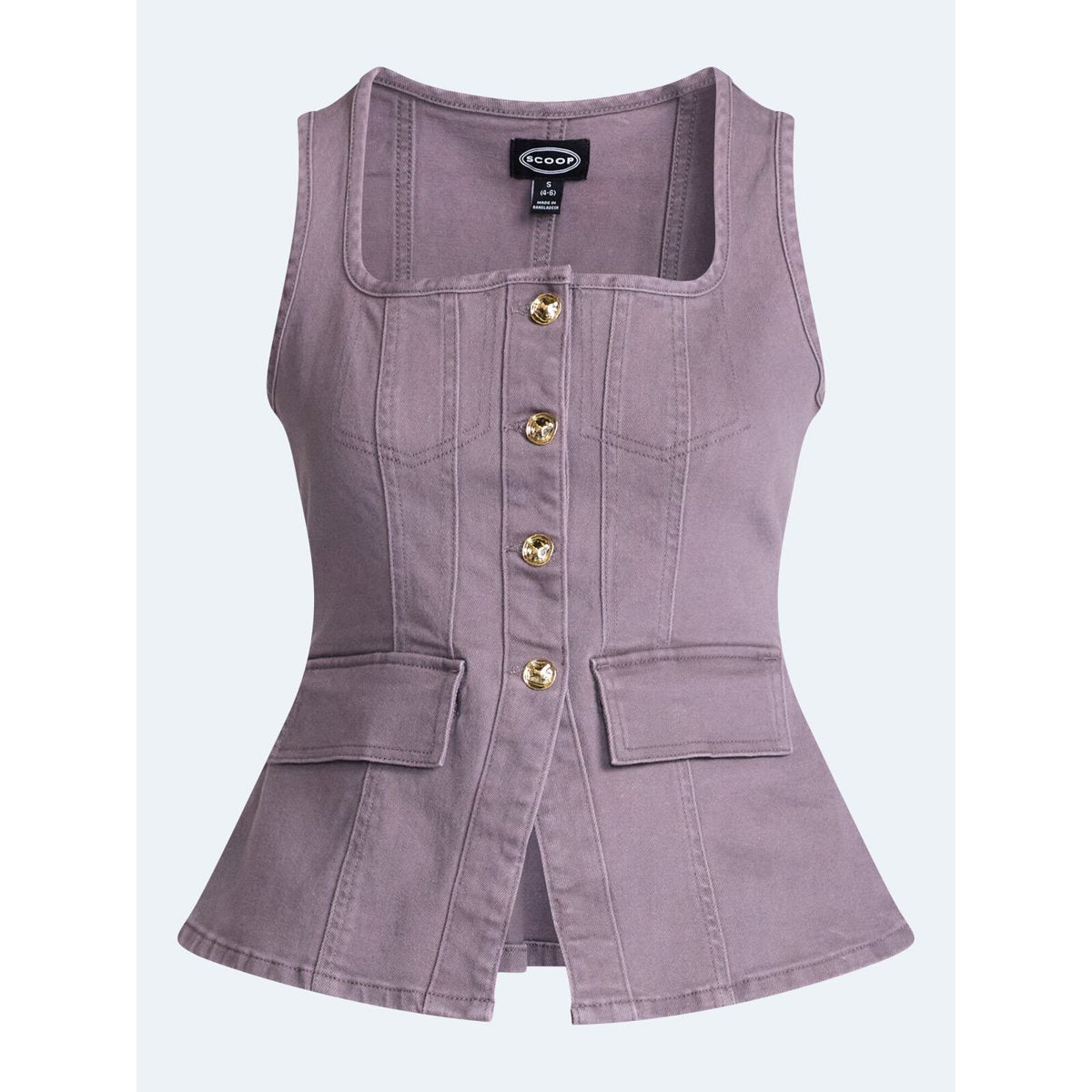 Scoop Denim Corset Top Purple Fog de algodón stretch para mujer #color_SCOOP Purple Fog
