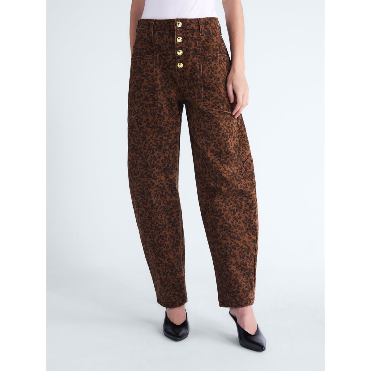 Scoop jeans Small Rose Hot Chocolate estampado floral de tiro alto #color_SCOOP Small Rose Hot Chocolate