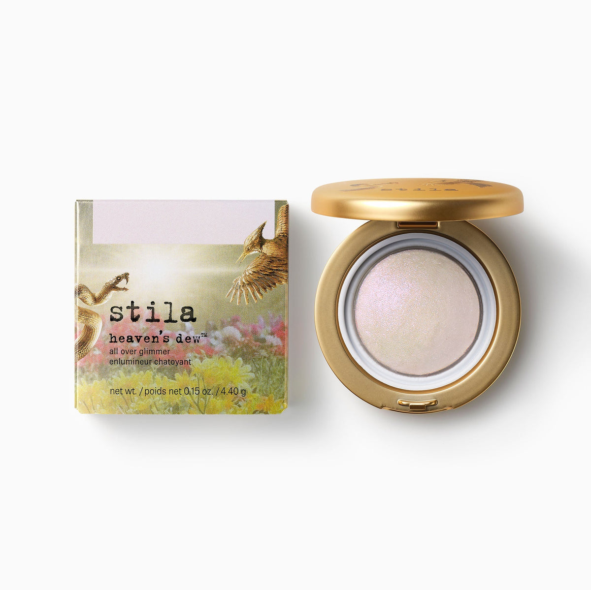 Estuche abierto Heaven's Dew All Over Glimmer Rainbow junto a su empaque especial #color_Rainbow