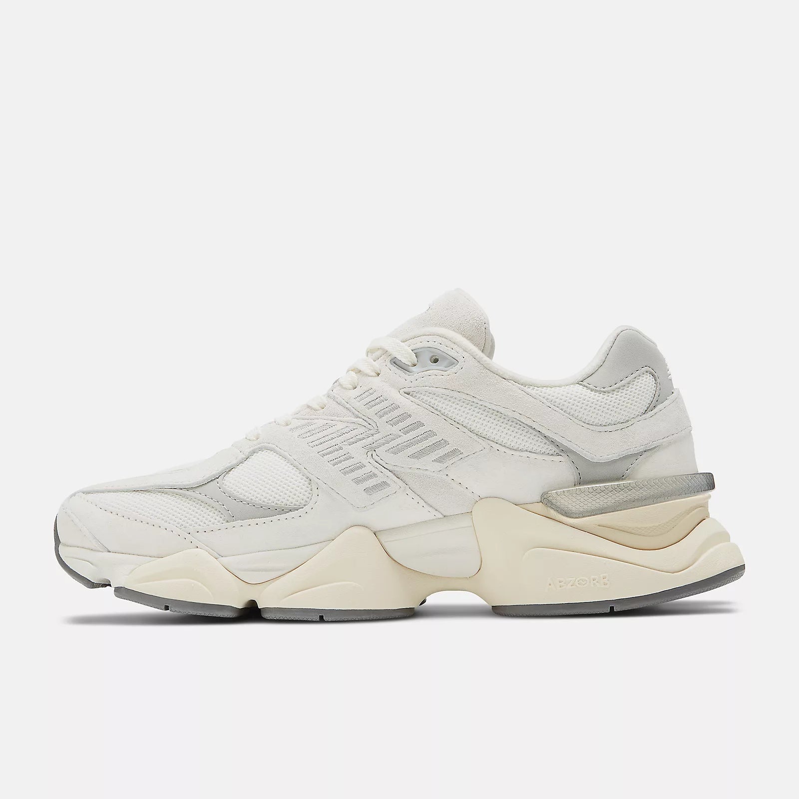 New Balance 9060 Sea salt with concrete and silver metallic