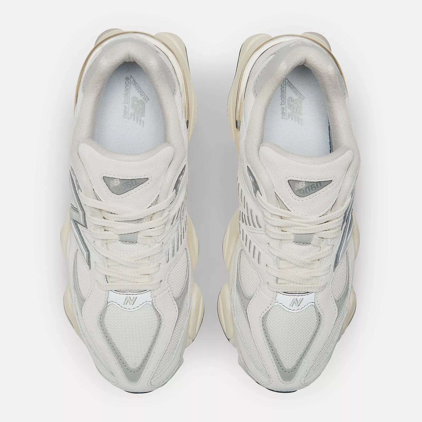 New Balance 9060 Sea salt with concrete and silver metallic