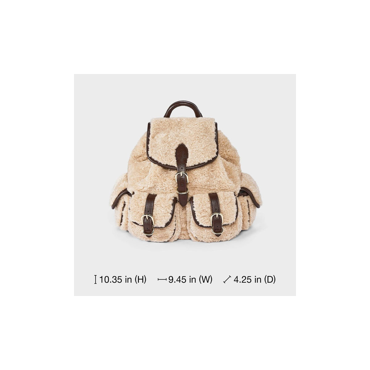 Universal Thread mochila mini Cream de borreguito sintético con medidas de 26.3 × 24 × 10.8 cm #color_UT Cream