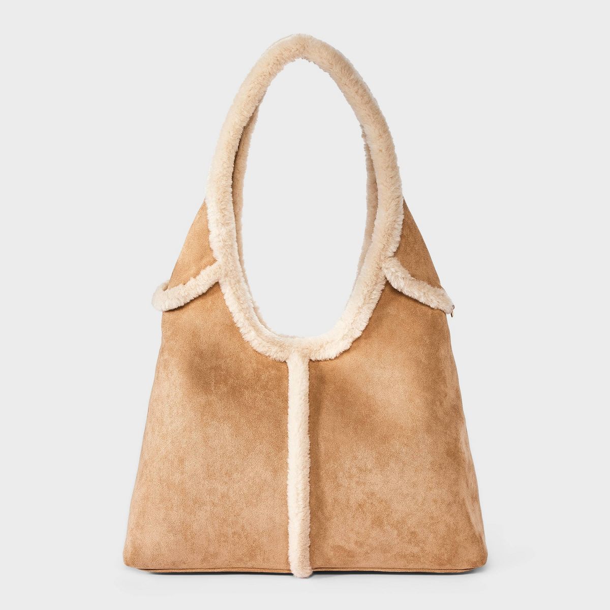 Universal Thread Faux Shearling Oversized Slouchy Shoulder Bag de borreguito en color Tan/Beige #color_UT Tan/Beige