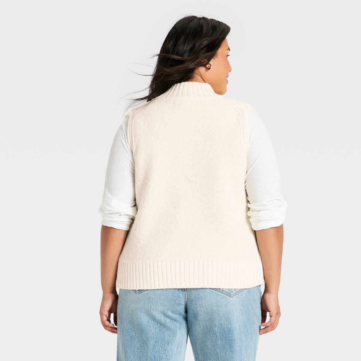 Chaleco sin mangas Universal Thread UT Cream en tallas amplias con tejido acanalado #color_UT Cream