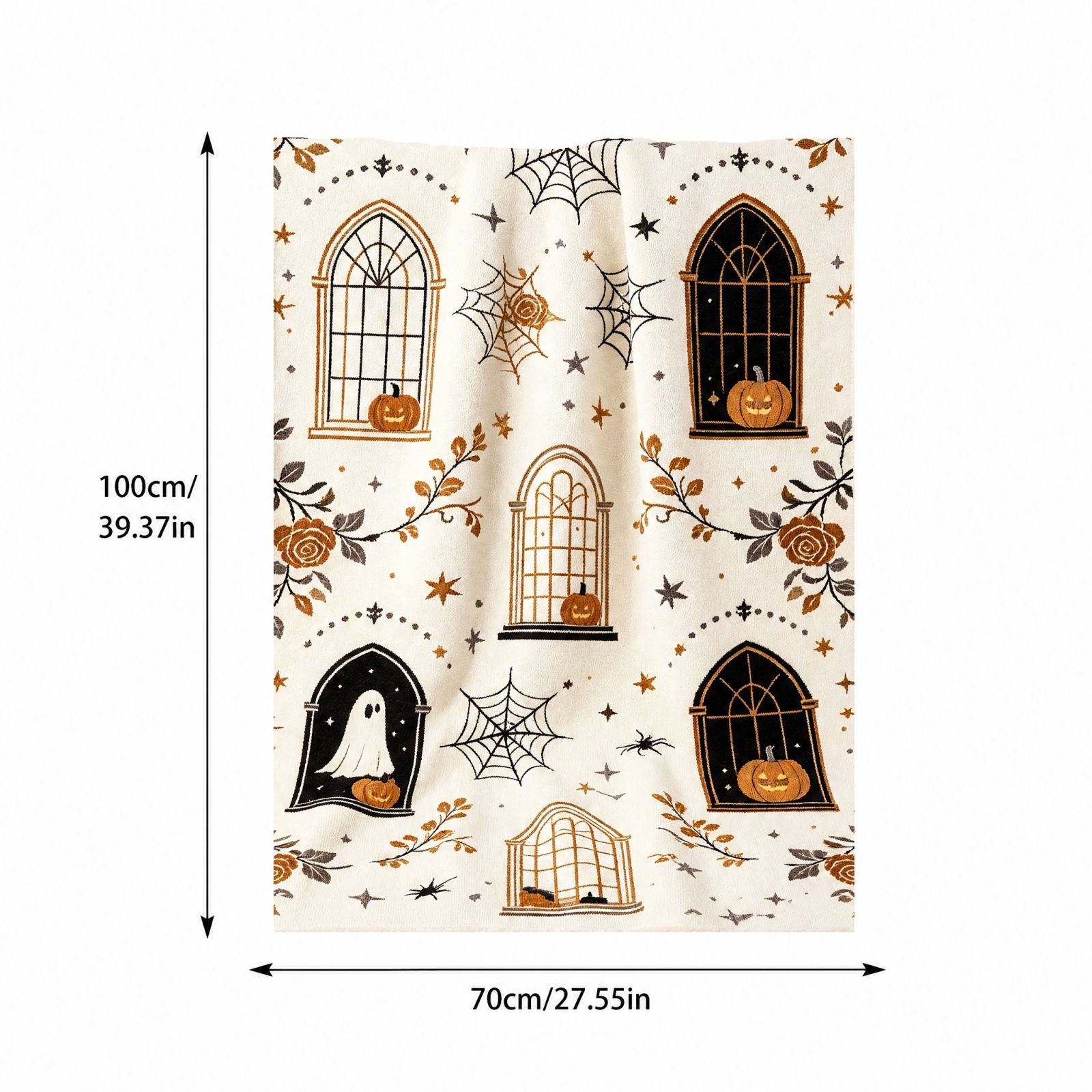 Medidas de la manta de Halloween Willowtide de 70 x 100 cm con estampado de fantasmas y calabazas
